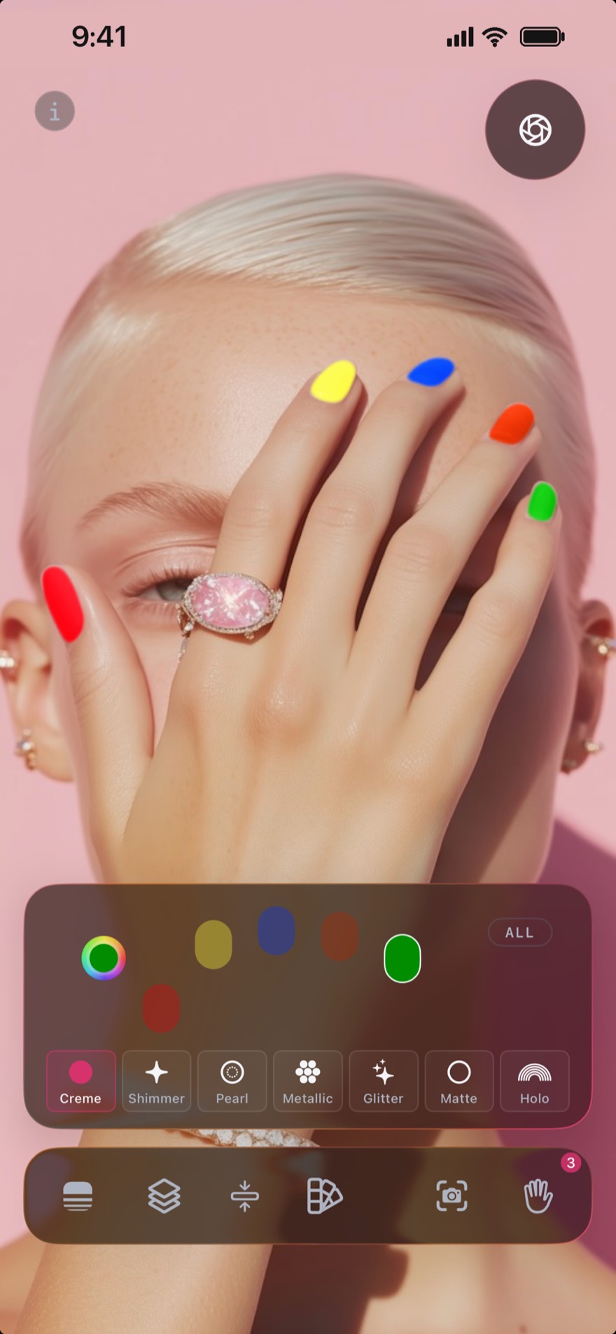 five fingers, five different colours, live